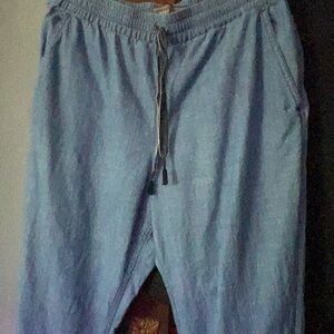 J. Crew Point Sur Light Blue Chambray Drawstring Pants